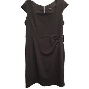 NWT 16 Marina Black Sleeveless Knee Length Classic Versatile Dress Gold Zip